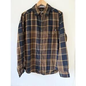 Marmot Flannel Shirt Brown Black Plaid Men’s Small Soft Outdoor Hiking Adventure